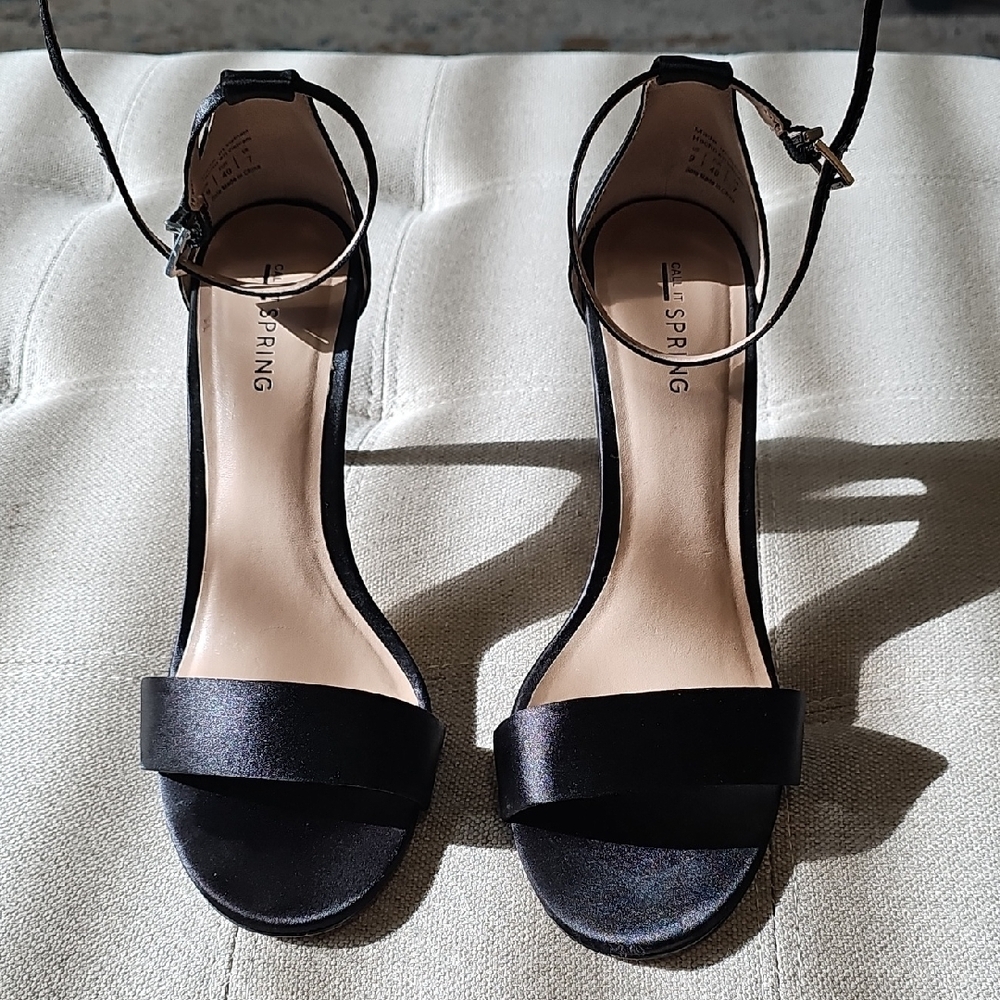 Call It Spring Black Heels Elegant Ankle-Strap